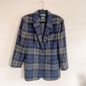 Lauren Ralph Lauren Blue and Gray Plaid Jacket